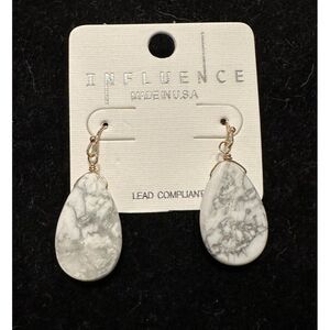 Influence Fashion White Marble Marbled Stone Teardrop Dangle Earrings Hook